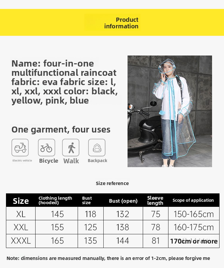 Transparent EVA Rain Poncho Ho - Cycling Commute In Rain ulasan dan harga
