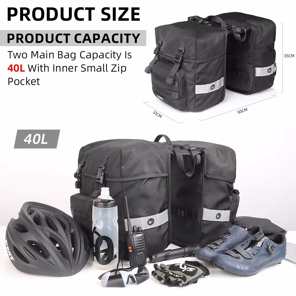 40L Bicycle Pannier Bag 2 in 1 - Panniers Waterproof Rear ulasan dan harga