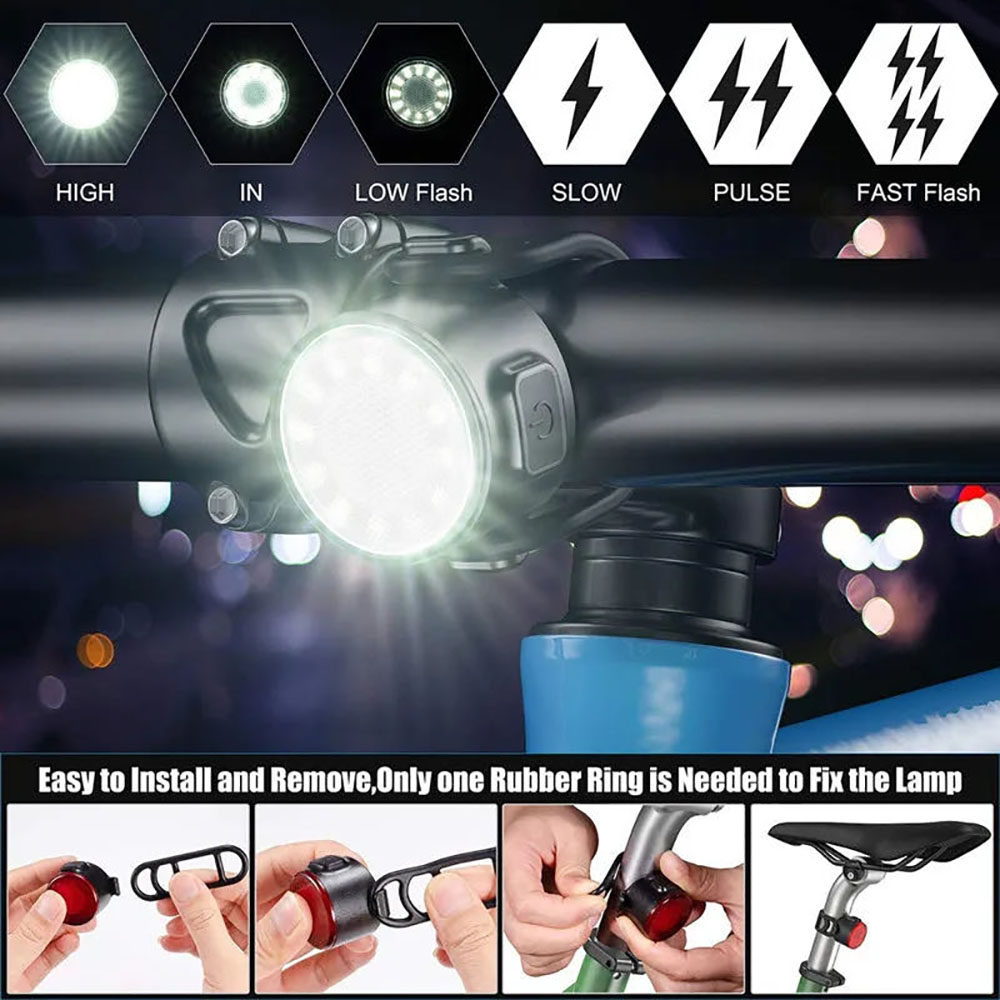 USB Rechargeable Waterproof LE - Bike Light Front Rear ulasan dan harga