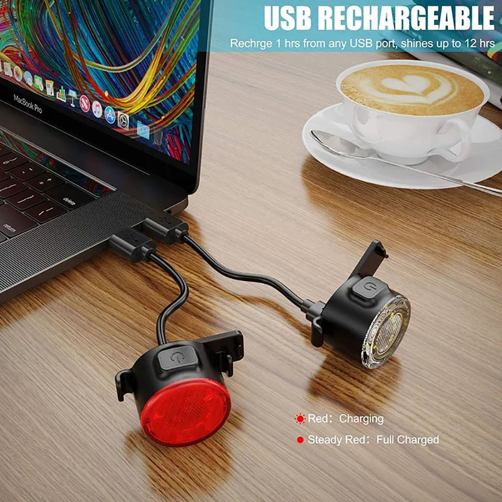 USB Rechargeable Waterproof LE - Bike Light Front Rear ulasan dan harga